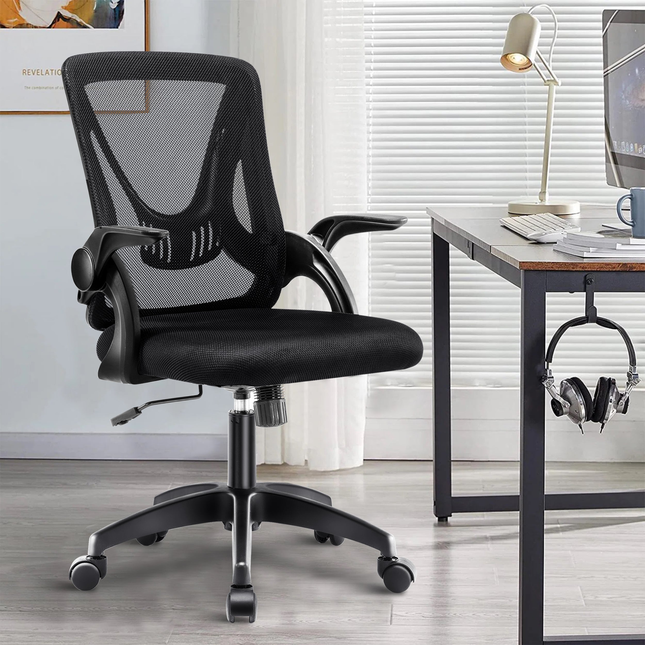 Blisswood Ergonomic Mesh Office Chairs, Flip Arm & Height Adjustable